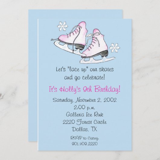 Ice Schaats-uitnodigingen Kaart (Voorkant / Achterkant)