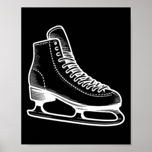 Ice Schaats Winter Sports Line Art Outline Tekenin Poster