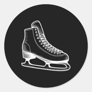 Ice Schaats Winter Sports Line Art Outline Tekenin Ronde Sticker