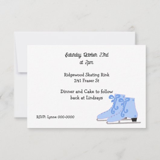 Ice Schaatsen Birthday Party Invitation Kaart (Achterkant)