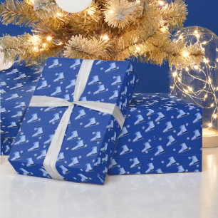 Ice Schaatsen Blue Wrapping Paper Cadeaupapier