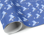 Ice Schaatsen Blue Wrapping Paper Cadeaupapier (Rol Hoek)