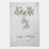 Ice schaatsen, Branch Snow Holiday Theedoek (Verticaal)