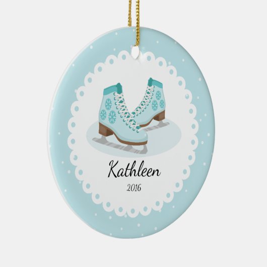 Ice Schaatsen Dated Personalized kerstversiering Keramisch Ornament (Rechts)