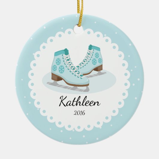 Ice Schaatsen Dated Personalized kerstversiering Keramisch Ornament (Voorkant)