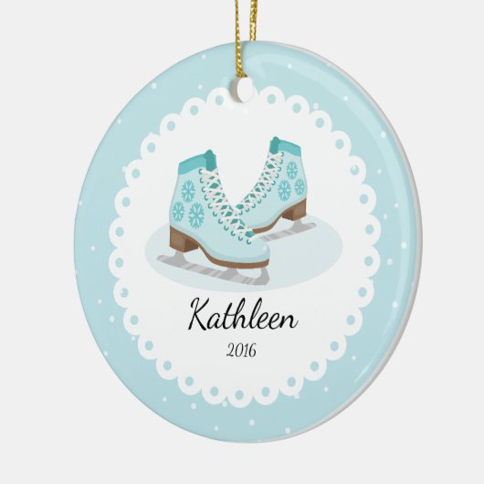 Ice Schaatsen Dated Personalized kerstversiering Keramisch Ornament (Links)
