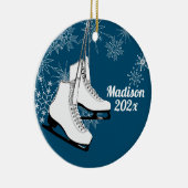 Ice-Schaatsen en Snowflakes met foto Keramisch Ornament (Rechts)