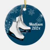 Ice-Schaatsen en Snowflakes met foto Keramisch Ornament (Voorkant)