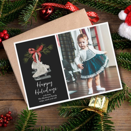 Ice Schaatsen Flat Holiday Kaart