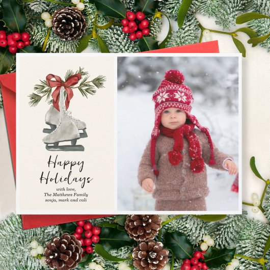 Ice Schaatsen Flat Holiday Kaart