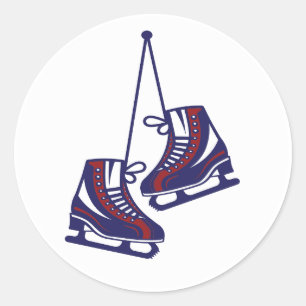 Ice Schaatsen Hockey Schaatsen Red Blue Ronde Sticker
