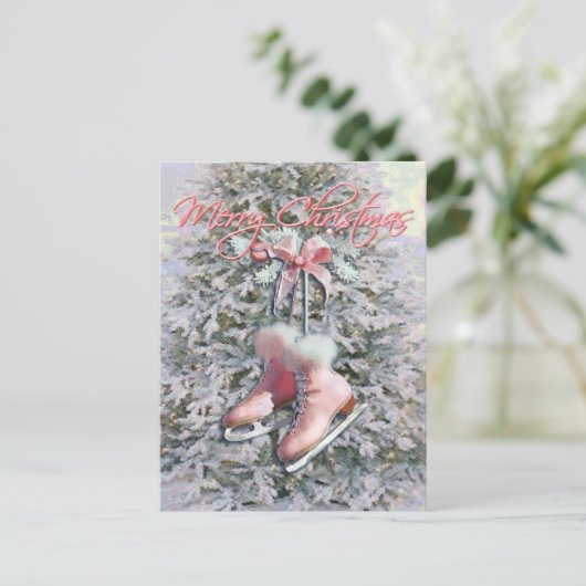ICE-SCHAATSEN in PINK door SHARON SHARPE Feestdagenkaart (Staand voorkant)