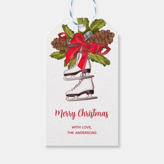 Ice Schaatsen Merry Kerstry Cadeaulabel (Voorkant)