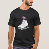 Ice-Schaatsen met roze kleurenzijde voor vrouwen T T-shirt (Voorkant)