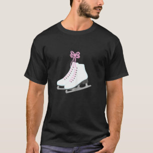 Ice-Schaatsen met roze kleurenzijde voor vrouwen T T-shirt