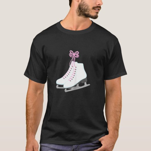 Ice-Schaatsen met roze kleurenzijde voor vrouwen T T-shirt (Voorkant)