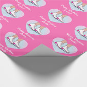 Ice-Schaatsen met roze naam  Cadeaupapier (Hoek)