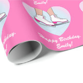 Ice-Schaatsen met roze naam  Cadeaupapier (Rol Hoek)