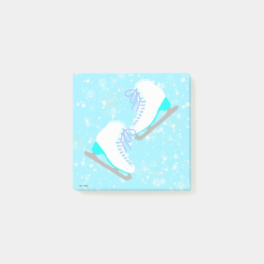 Ice Schaatsen Pattern Cute Blue Figuur Skating Post-it® Notes (Voorkant)