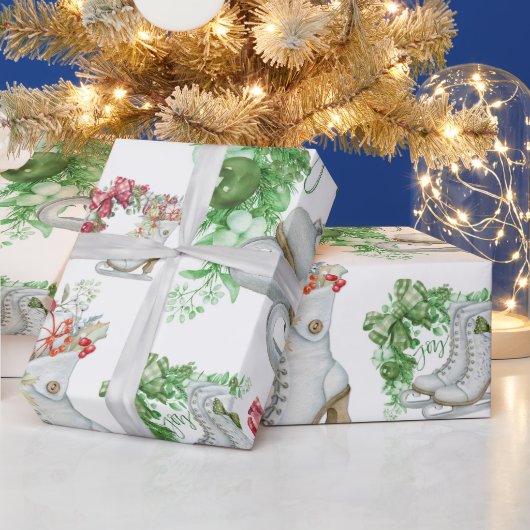 Ice Schaatsen rood & groen | Cadeaupapier (Feestdagen)