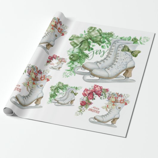 Ice Schaatsen rood & groen | Cadeaupapier (Uitgerold)