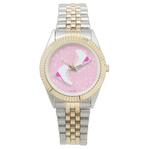 Ice Schaatsen Roze figuur skater is Horloge