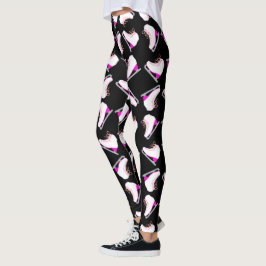 Ice Schaatsen Roze Patroon Afbeelding Schuintrekke Leggings