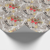 Ice Schaatsen Silver Scroll Gift Wrapping Paper Cadeaupapier (Hoek)