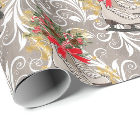 Ice Schaatsen Silver Scroll Gift Wrapping Paper Cadeaupapier (Rol Hoek)