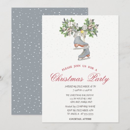 Ice schaatsen Sneeuwkerstfeest Kaart (Voorkant / Achterkant)