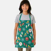 Ice Schaatsen Snowflakes Blauwgroen Monogram Patro Schort (Insitu)