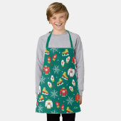 Ice Schaatsen Snowflakes Blauwgroen Monogram Patro Schort (Gedragen)