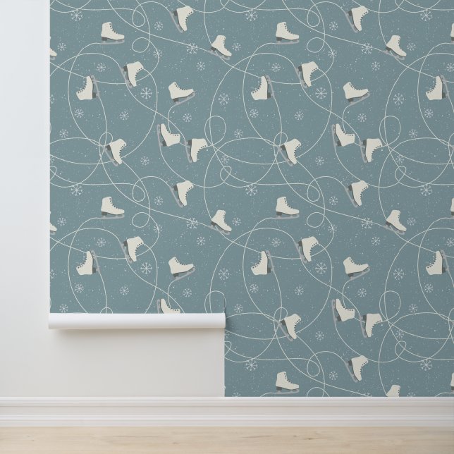 Ice Schaatsen Snowflakes Ice Trails blauw grijs Behang (Applicatie)