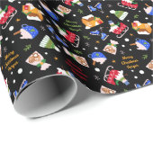 Ice Schaatsen Snowman en Sleigh Personalized Cadeaupapier (Rol Hoek)