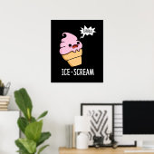 Ice-Scream Funny Ice Cream Cone Pun Dark BG Poster (Thuiskantoor)