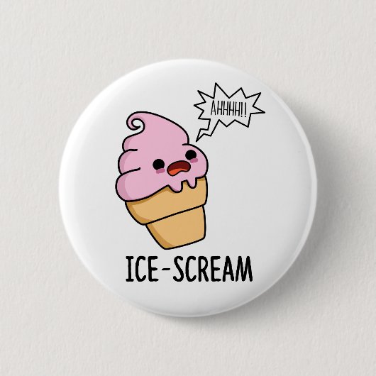 Ice-Scream Funny Ice Cream Cone Pun Ronde Button 5,7 Cm (Voorkant)