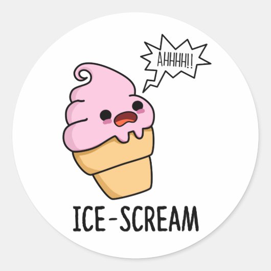 Ice-Scream Funny Ice Cream Cone Pun Ronde Sticker (Voorkant)