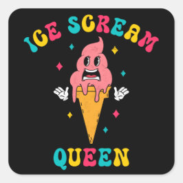 Ice Scream Queen Vierkante Sticker