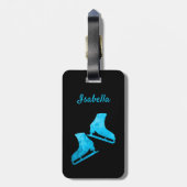 Ice skate bagagelabel figuur schaatsen turquoise (Achterkant verticaal)