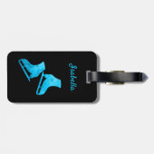 Ice skate bagagelabel figuur schaatsen turquoise (Achterkant horizontaal)
