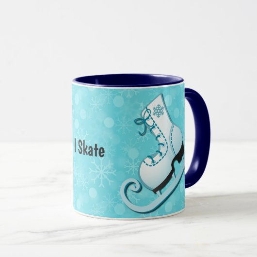 Ice Skate I Skate Personalized Mug Cup in Blue Mok (Voorkant rechts)