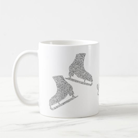 Ice skate mok figuur schaatsen paarlzilver glitter (Links)