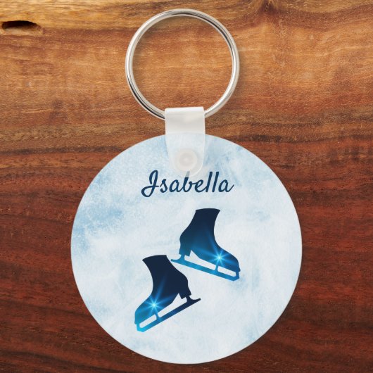 Ice skate sleutelhanger afbeelding schaats blauwe  (Voorkant)