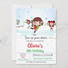 Ice skate verjaardagsuitnodiging Winteruitnodiging Kaart
