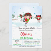 Ice skate verjaardagsuitnodiging Winteruitnodiging Kaart (Voorkant / Achterkant)