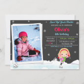 Ice skate verjaardagsuitnodiging Winteruitnodiging Kaart (Voorkant)