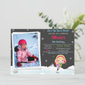 Ice skate verjaardagsuitnodiging Winteruitnodiging Kaart (Staand voorkant)