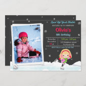 Ice skate verjaardagsuitnodiging Winteruitnodiging Kaart (Voorkant / Achterkant)