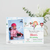 Ice skate verjaardagsuitnodiging Winteruitnodiging Kaart (Staand voorkant)