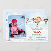 Ice skate verjaardagsuitnodiging Winteruitnodiging Kaart (Voorkant / Achterkant)